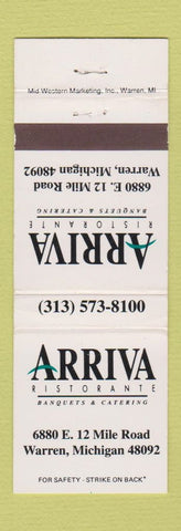 Matchbook Cover - Arriva Ristorante Warren MI
