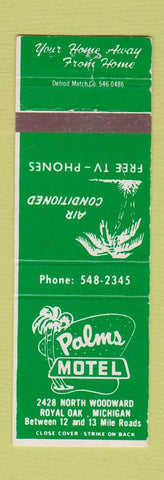 Matchbook Cover - Palms Motel Royal Oak MI
