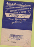 Matchbook Cover - Allied Process Engineers Newark NJ STAINED 40 Strike