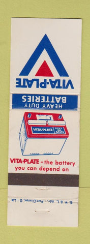 Matchbook Cover - Vita Plate Batteries auto parts