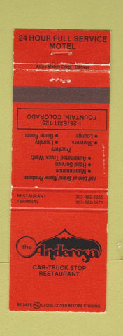 Matchbook Cover - Athe Anderosa Truck Stop Fountain Colorado WEAR