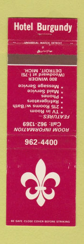 Matchbook Cover - Hotel Burgundy Detroit MI