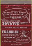 Matchbook Cover - Franklin Iron Metal Battle Creek MI 40 Strike