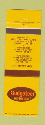 Matchbook Cover - Budgeteer Motor Inn South Bend IN Joliet Harvey IL