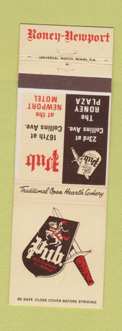 Matchbook Cover - Pub Restaurant Roney Newport Miami Beach FL