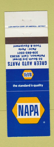 Matchbook Cover - NAPA Auto Parts Patterson CA