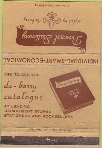 Matchbook Cover - Personal Stationery Du Barry napkins WEAR 40 Strike