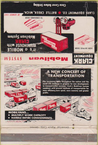 Matchbook Cover - Mobilvan Trucking Battle Creek MI WORN 40 Strike