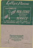 Matchbook Cover - Kelly Picerne Realtors Cranston RI WORN 40 Strike