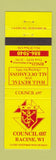 Matchbook Cover - Knights of Columbus Racine WI