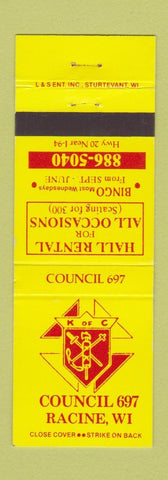 Matchbook Cover - Knights of Columbus Racine WI