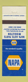 Matchbook Cover - NAPA Auto Parts Middleton