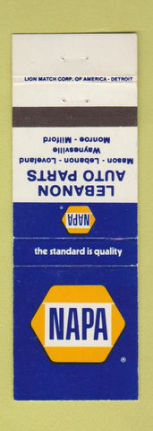 Matchbook Cover - NAPA Auto Parts Mason Monroe Loveland Lebanon Milford PA