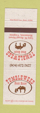 Matchbook Cover - Tumbleweed Steak House Richmond VA
