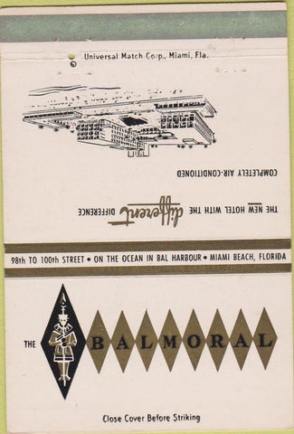 Matchbook Cover - The Balmoral Hotel Miami Beach FL 40 Strike
