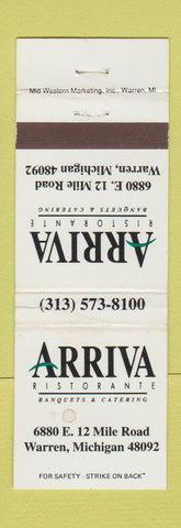 Matchbook Cover - Arriva Ristorante Warren MI WEAR