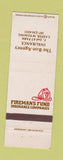 Matchbook Cover - Fireman's Fund Insurance Casper WY Bon Agency