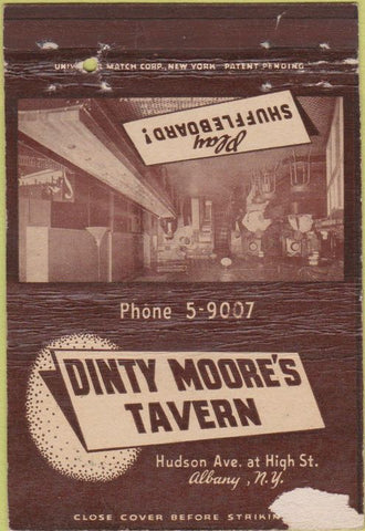 Matchbook Cover - Dinty Moore's Albany NY POOR PAPER LOSS shuffleboard 40 Strike
