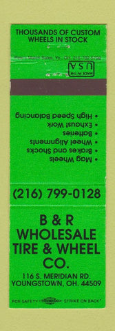 Matchbook Cover - B&R Wholesale Tire Wheel Youngstown OH GREEN