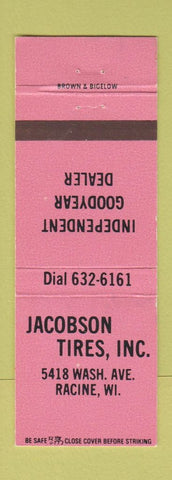 Matchbook Cover - Jacobson Tires Racine WI Goodyear PINK