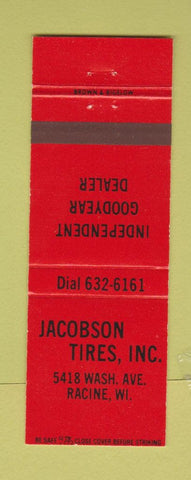 Matchbook Cover - Jacobson Tires Racine WI Goodyear RED