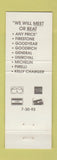 Matchbook Cover - B&R Wholesale Tire Wheel Youngstown OH BLUE