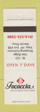Matchbook Cover - Focaccia Italian Restaurant Vista NY