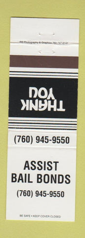 Matchbook Cover - Assist Bail Bonds Vista CA WHITE
