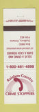 Matchbook Cover - Rainbow County Crime Stoppers Sudbury ON