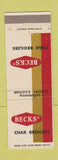Matchbook Cover - Becks Char Broilers Dallas TX