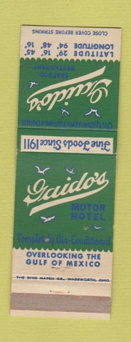 Matchbook Cover - Gaido's Motor Hotel Restaurant Galveston TX