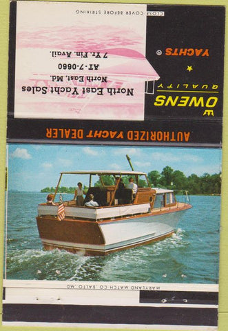 Matchbook Cover - Owens Yachts North East MD boats 40 Strike