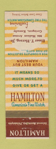 Matchbook Cover - Hamilton Watches Elmet Herzog Covrington KY