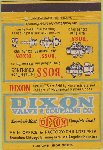 Matchbook Cover - Dixon Valve Coupling Philadelphia PA 40 Strike