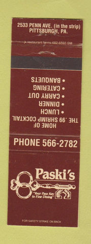 Matchbook Cover - Paski's Restaurant Pittsburgh PA