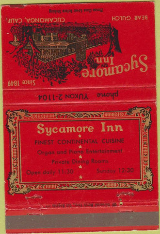 Matchbook Cover - Sycamore Inn Cucamonga CA 40 Strike