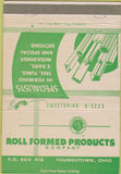 Matchbook Cover - Roll Formed Products Youngstown OH 40 Strike