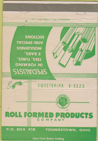 Matchbook Cover - Roll Formed Products Youngstown OH 40 Strike