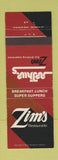 Matchbook Cover - Zim's Restaurants San Francisco Marin CA