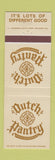 Matchbook Cover - Dutch Pantry  Restaurant