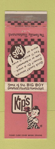 Matchbook Cover - Kip's Big Boy Hamburgers Dallas Houston Fort Worth TX WEAR