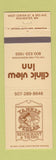 Matchbook Cover - Clinic View Inn Y Ankee Pedlar Rochester MN