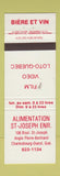 Matchbook Cover - Alimentation St Joseph Charlesbourg QC WEAR