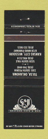 Matchbook Cover - S&J Oyster Seafood Cafe Tulsa OK Kansas City MO