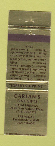 Matchbook Cover - Carlan's Fine Gifts Palm Springs CA Las Vegas NV WEAR