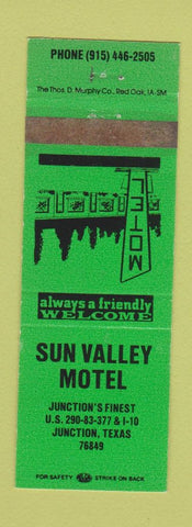 Matchbook Cover - Sun Valley Motel Junction TX