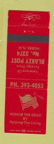 Matchbook Cover - VFW Blakey Post Hobbs NM