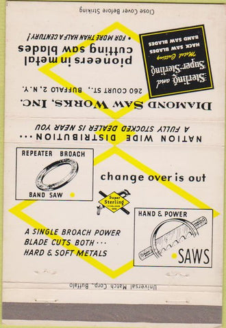 Matchbook Cover - Diamond Saw Works Buffalo NY 40 Strike