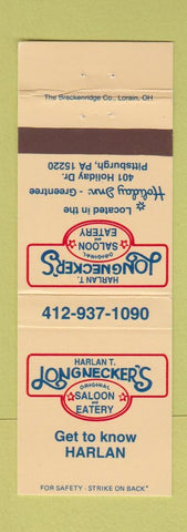 Matchbook Cover - Harlan Longnecker's Saloon Holiday Inn Pittsburgh PA