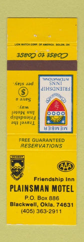 Matchbook Cover - Friendship Inn Plainsman Motel Blackwell OK